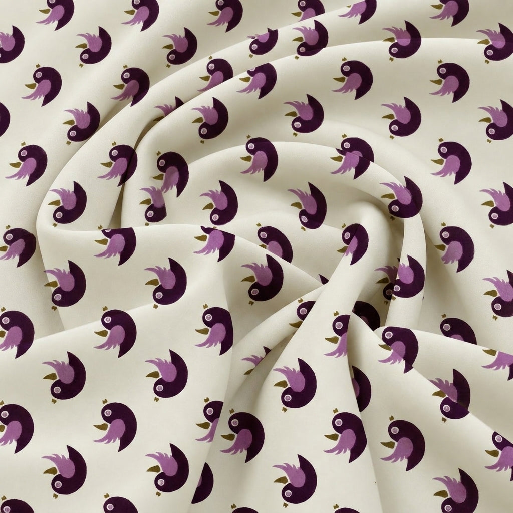 Swirled Cream Printed Cotton Fabric Showing Drape