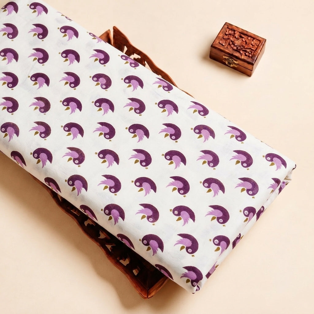 Cream Printed Cotton Fabric