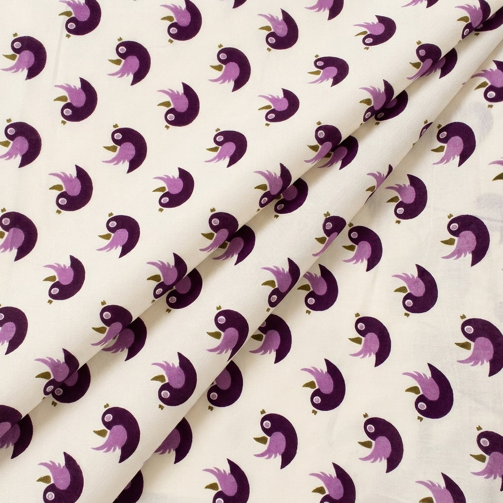 Folded Cream Printed Cotton Fabric