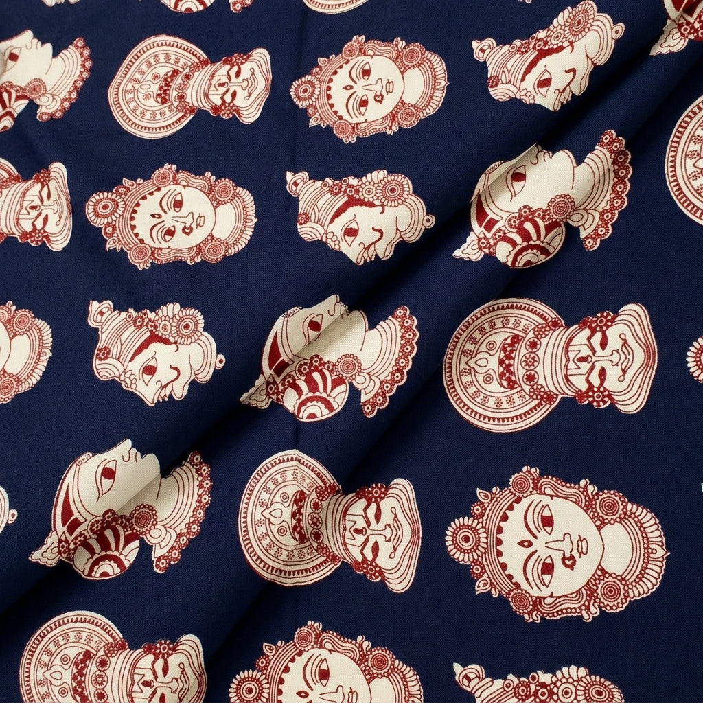 Folded Black Kalamkari Cotton Fabric