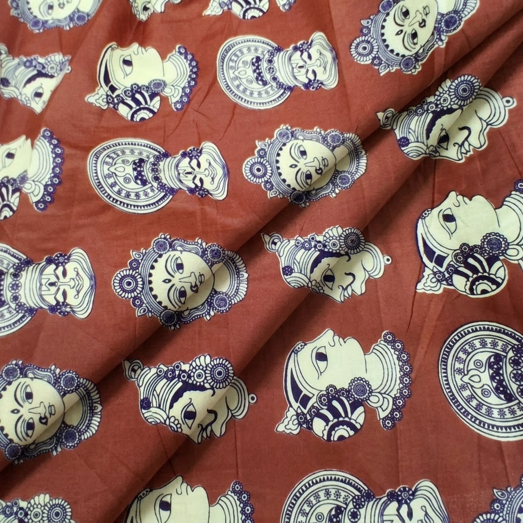 Folded Rust Kalamkari Cotton Fabric