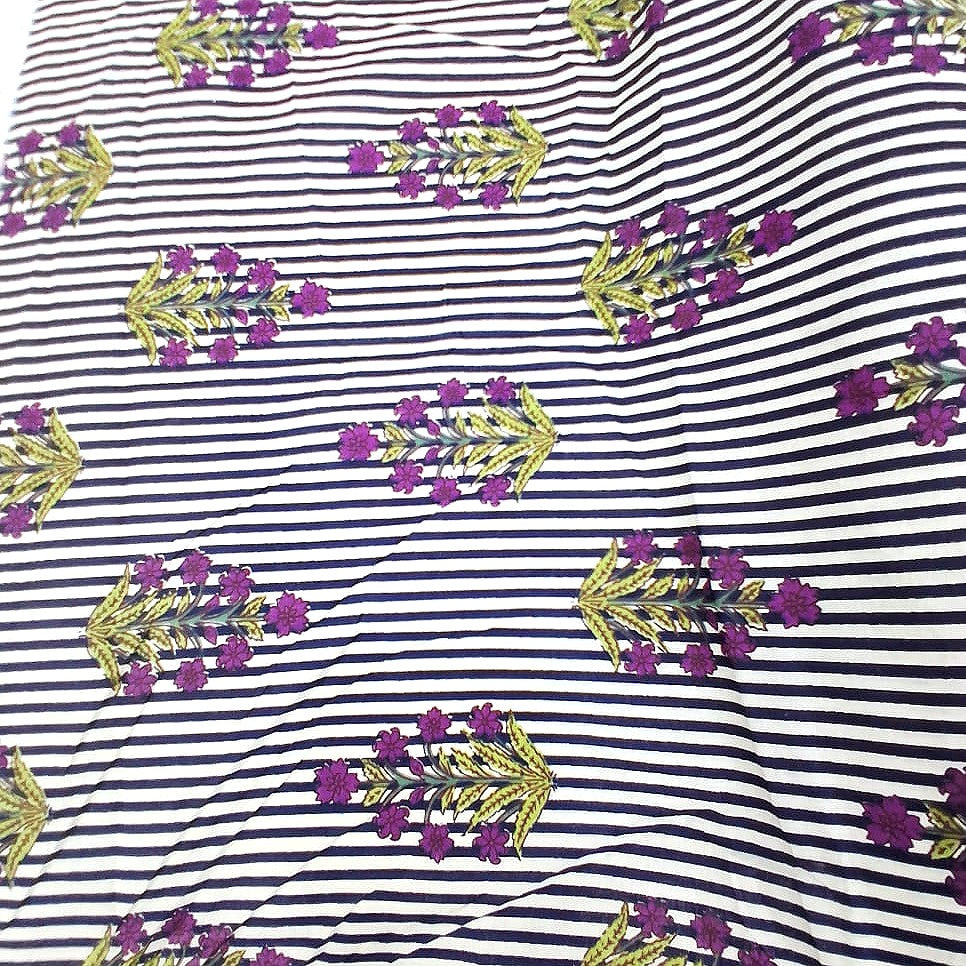 Blue Striped Cotton Fabric, laid flat