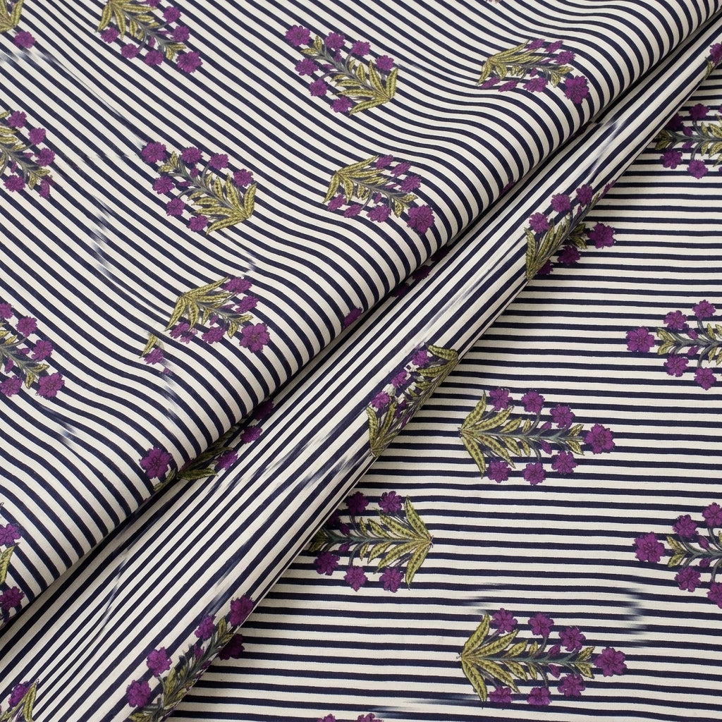 Folded Blue Striped Cotton Fabric