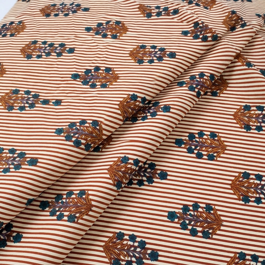 Folded Peach Striped Cotton Fabric
