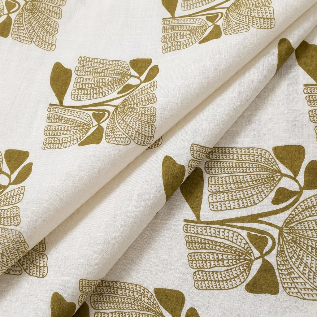 Folded Cream Floral Cotton Fabric