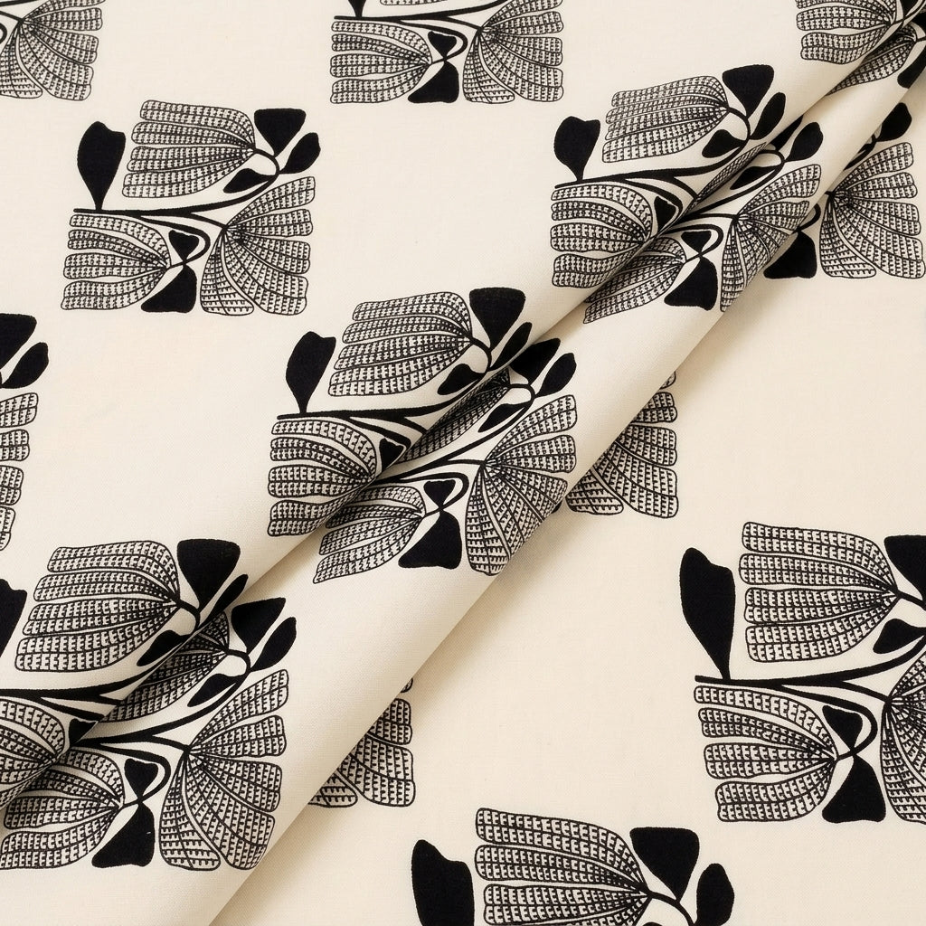 Folded Cream Floral Cotton Fabric