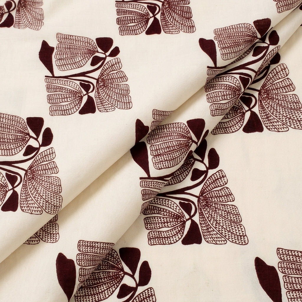 Folded Cream Floral Cotton Fabric