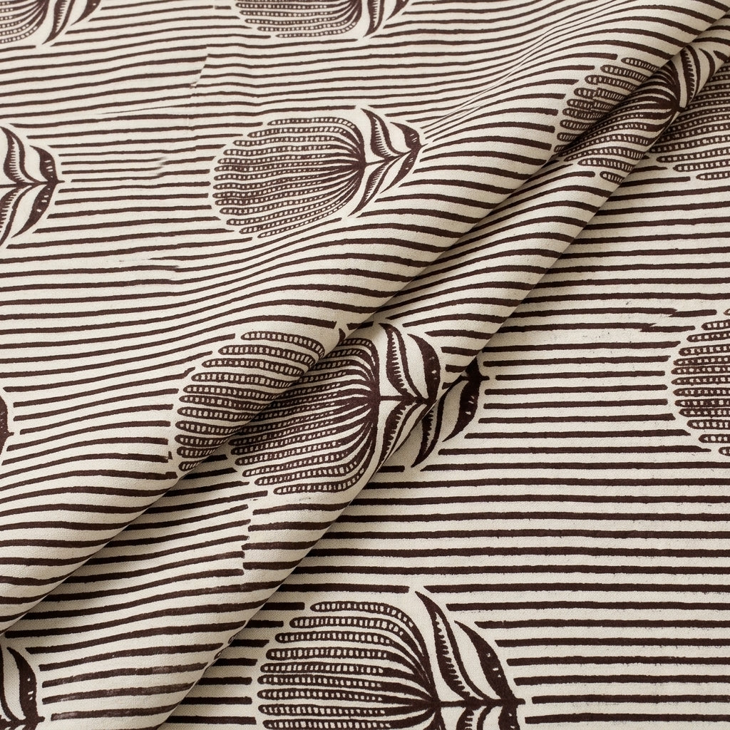 Folded Brown Striped Cotton Fabric