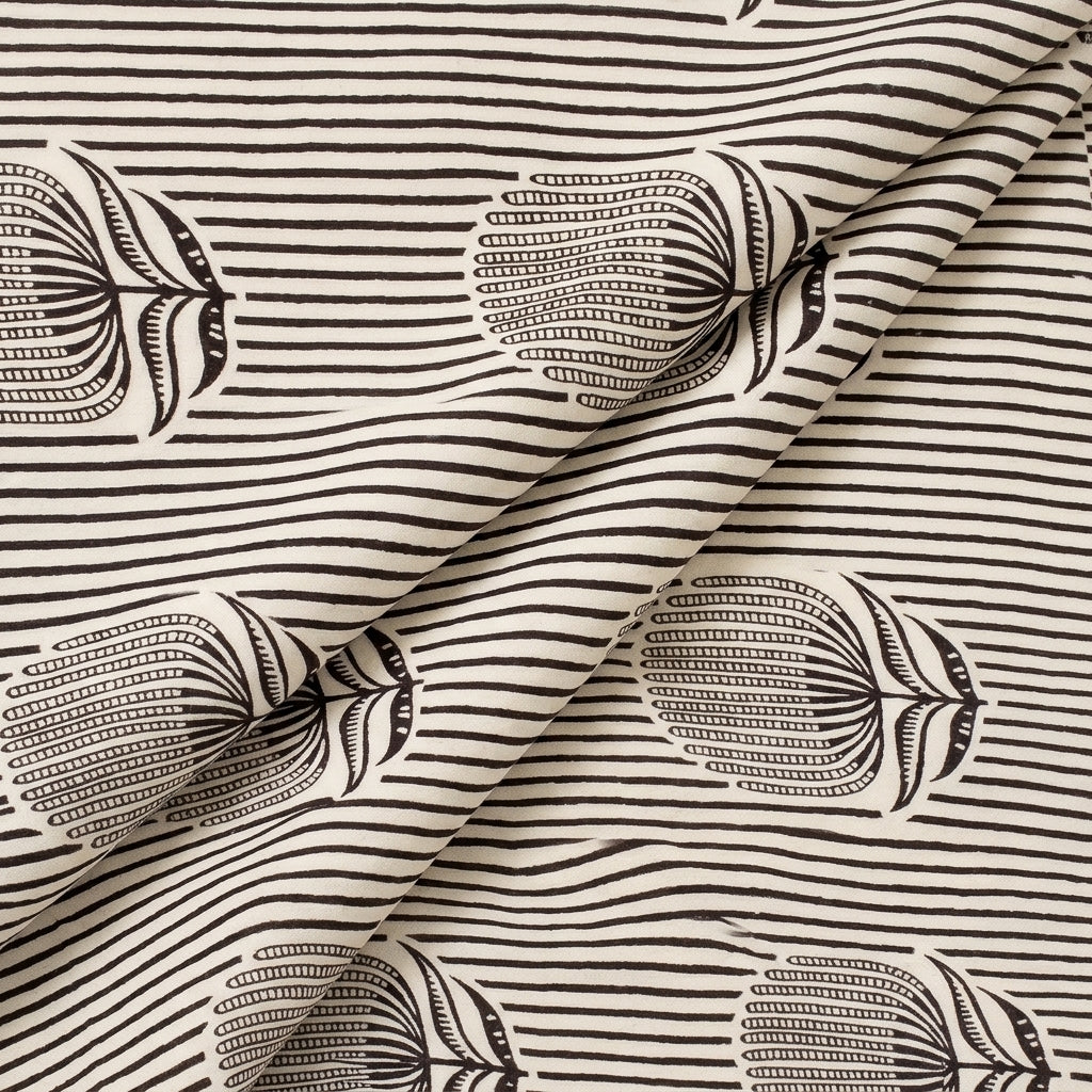 Folded Cream Striped Cotton Fabric
