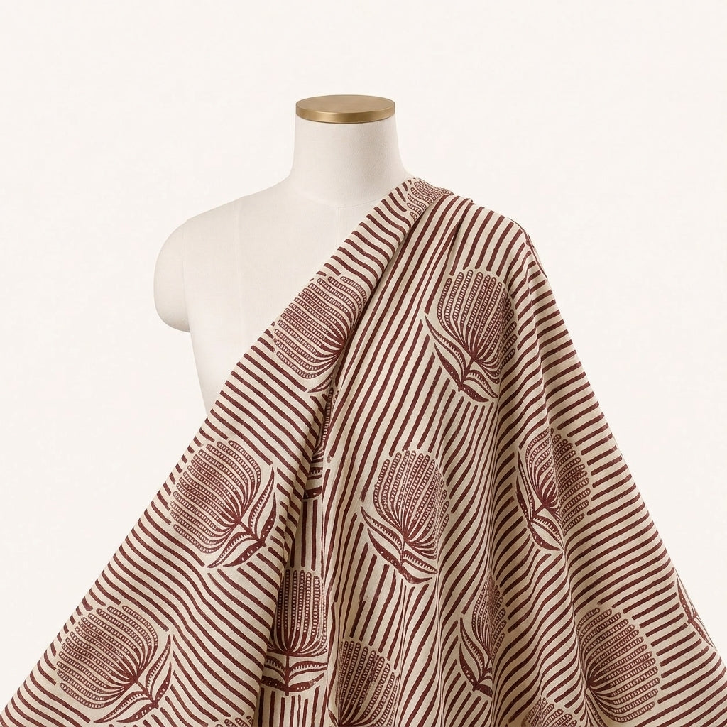 Striped Cotton Fabric Draped as a saree