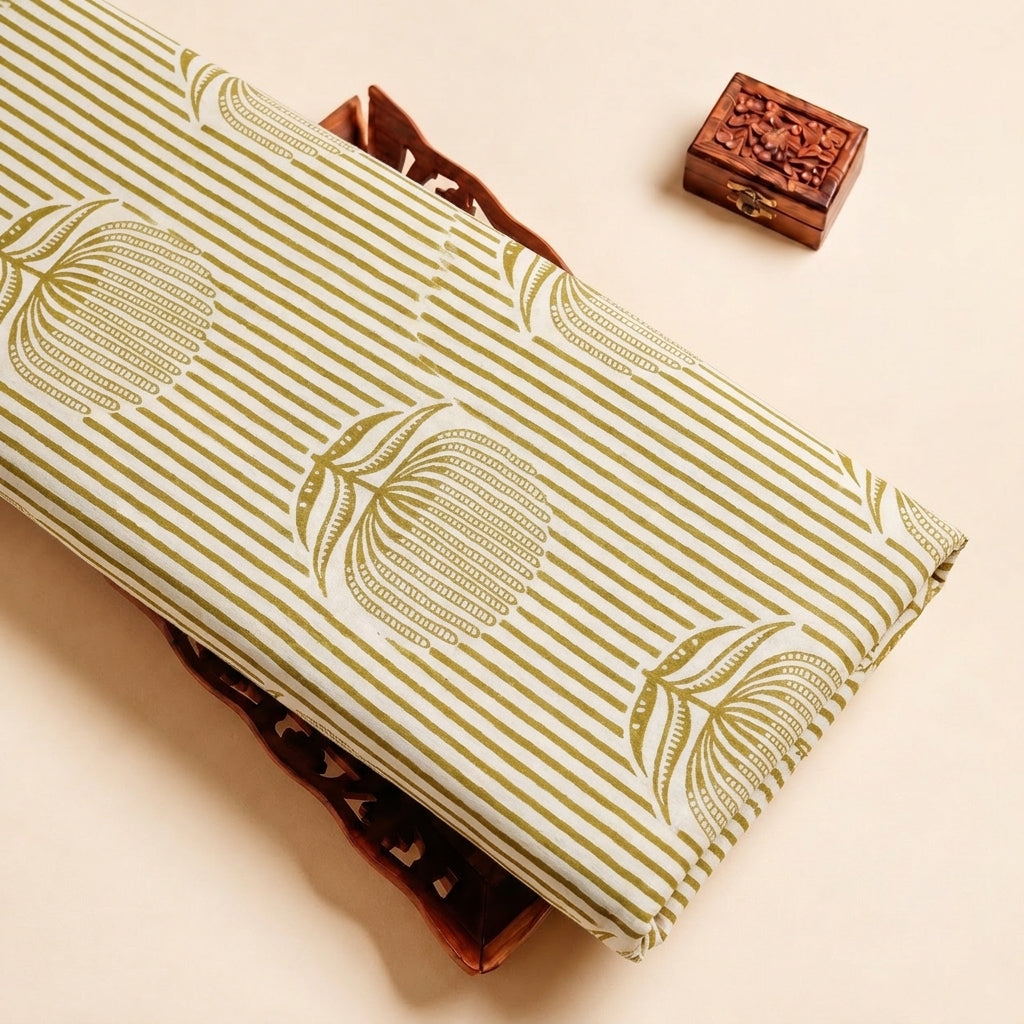 Striped Cotton Fabric with Floral