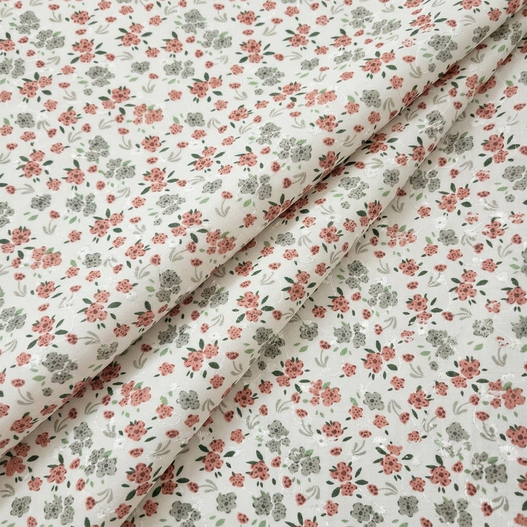 Folded White Embroidery Cotton Fabric