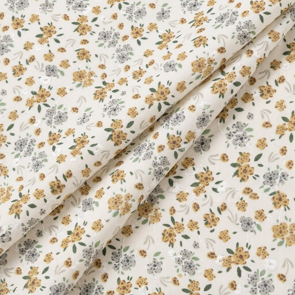 Folded White Embroidery Cotton Fabric