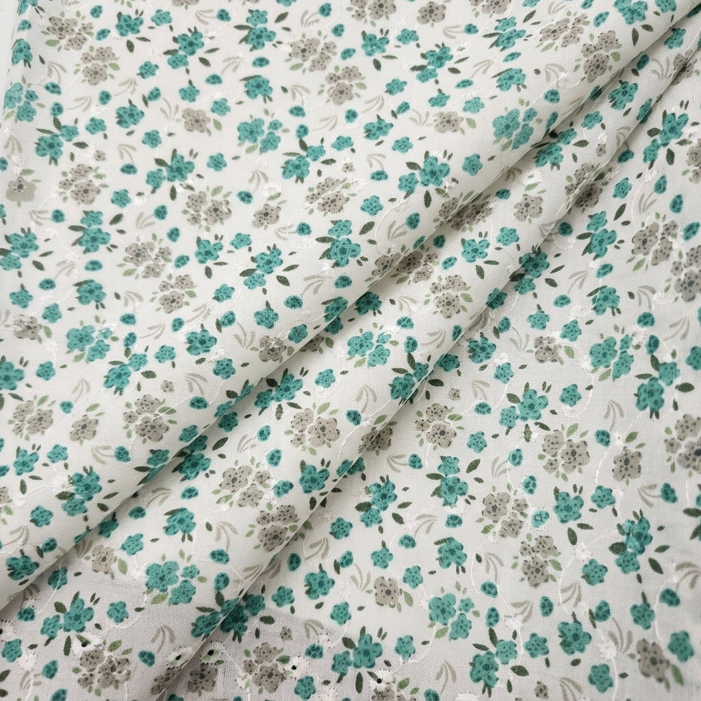 Folded White Embroidery Cotton Fabric