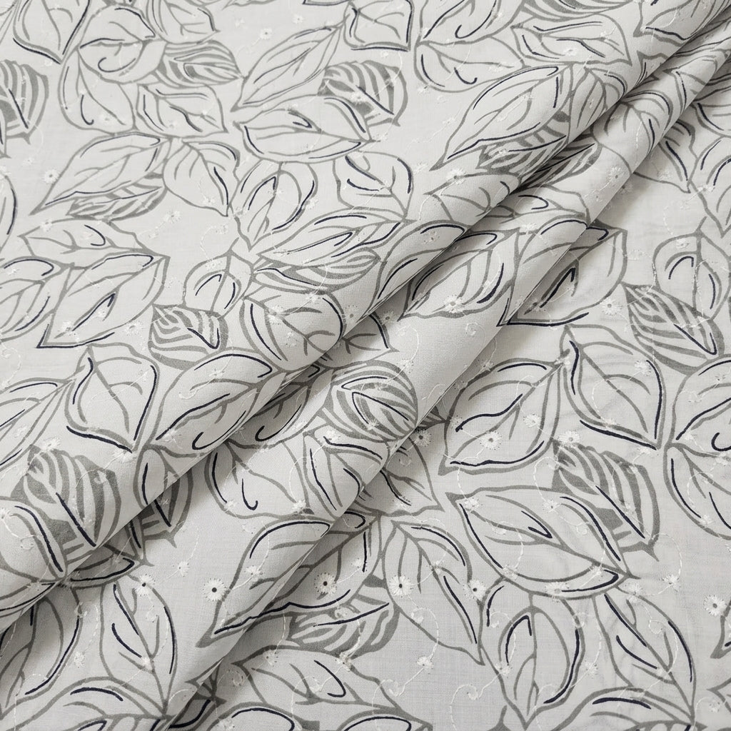Folded White Embroidery Cotton Fabric