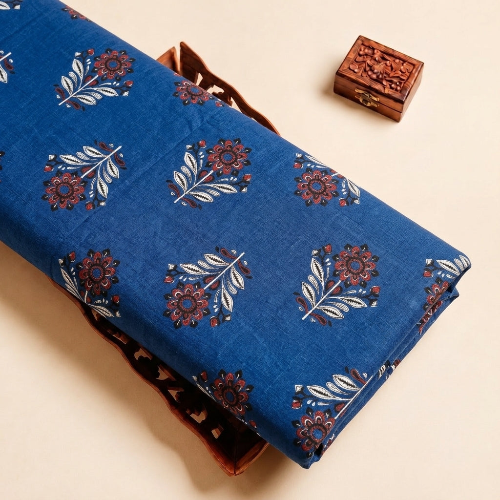 Blue Floral Cotton Fabric