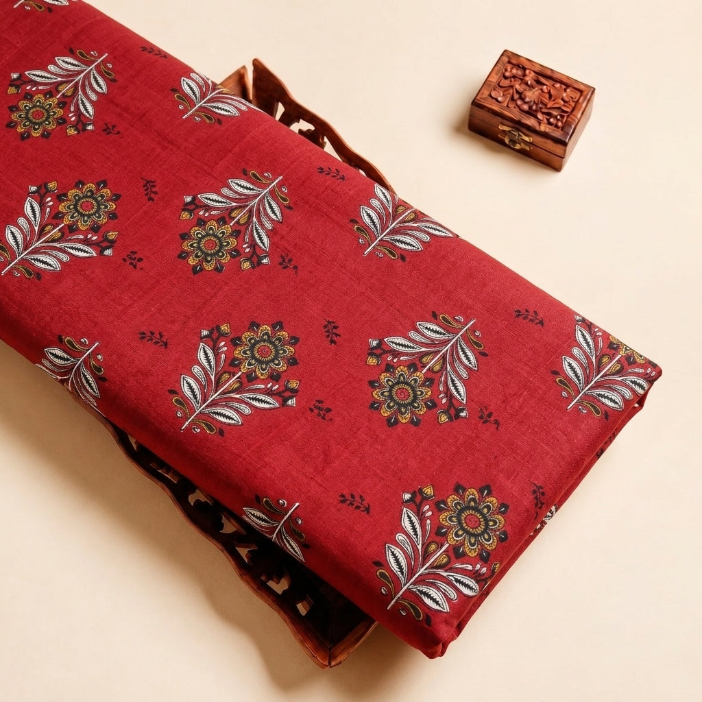 Red Floral Cotton Fabric