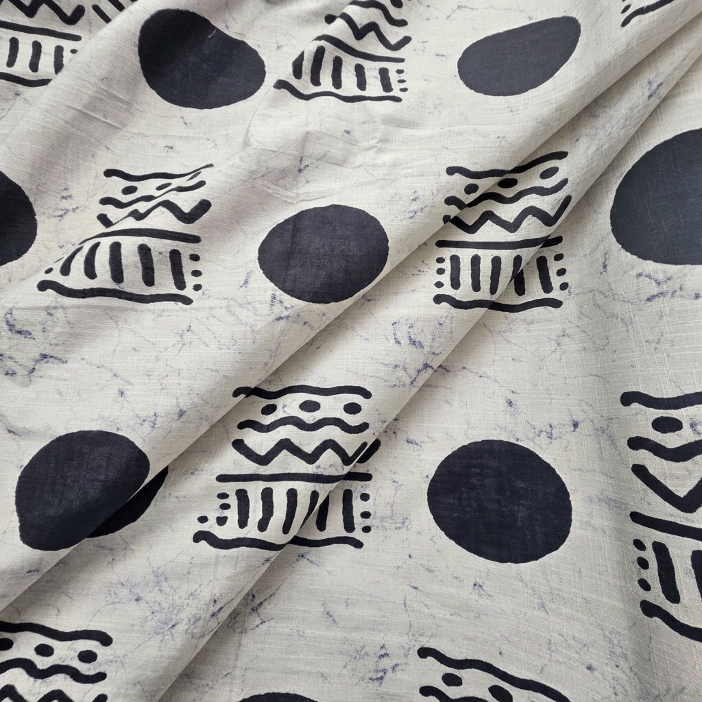 Folded Cream Abstract Cotton Fabric