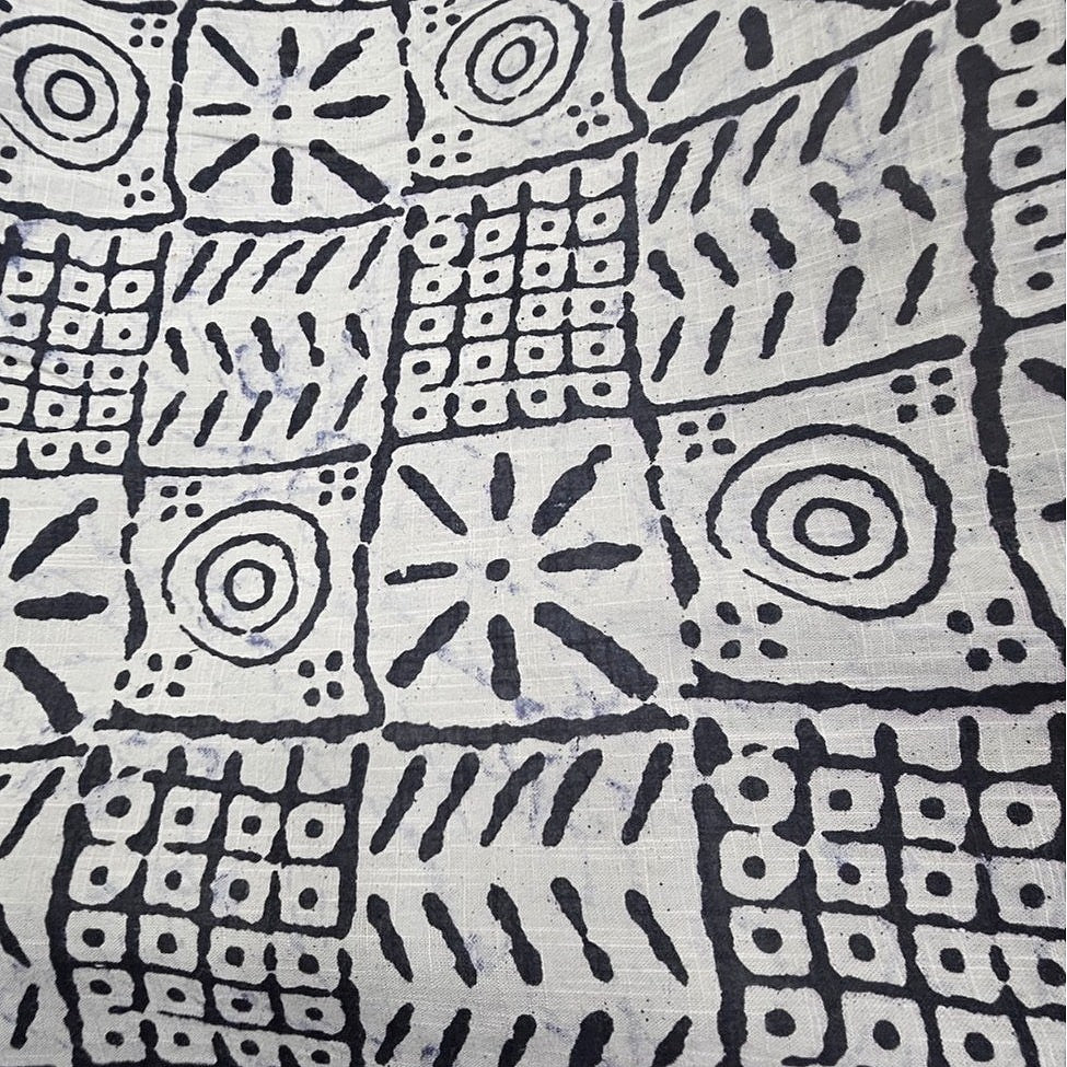 Grey Abstract Cotton Fabric, laid flat