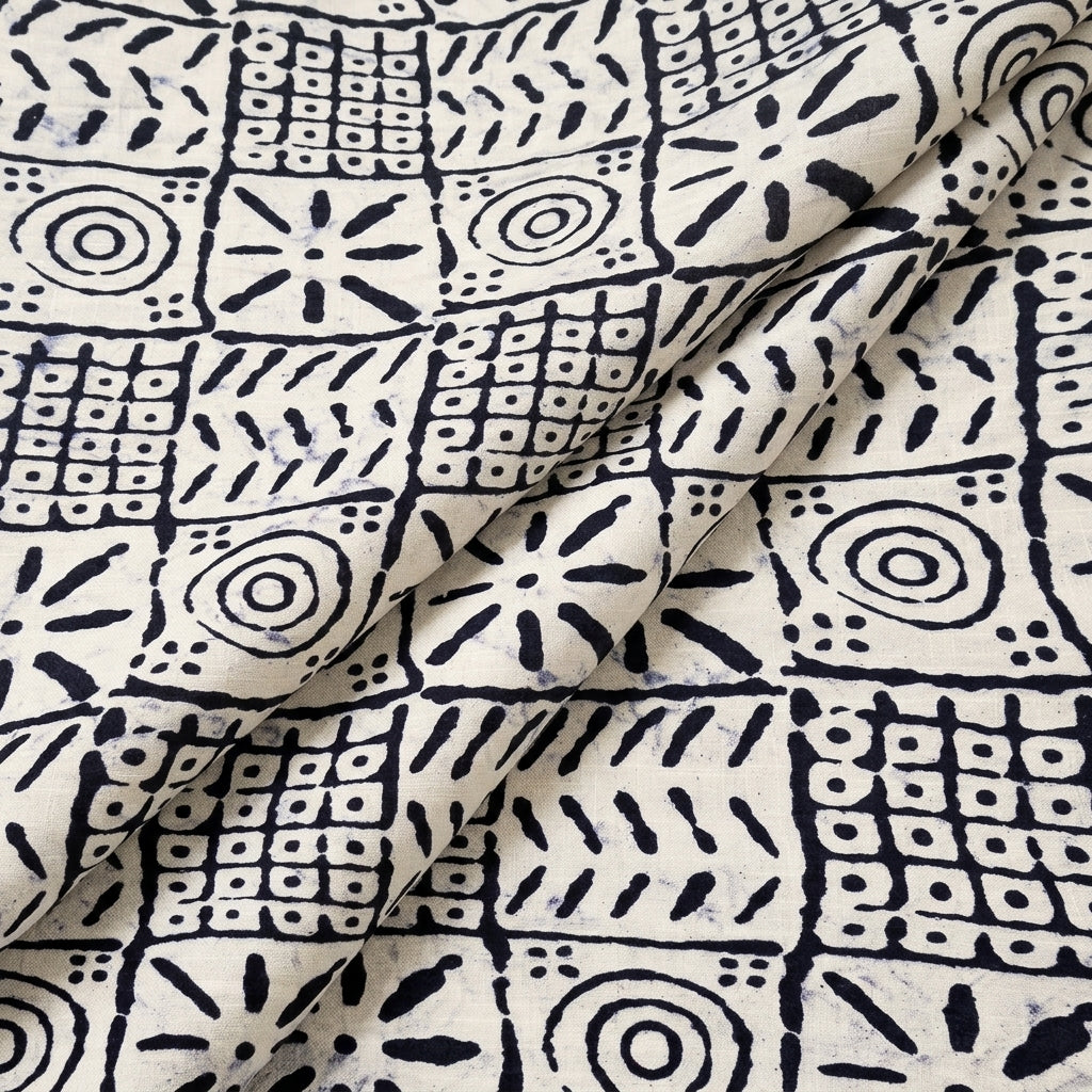 Folded Grey Abstract Cotton Fabric