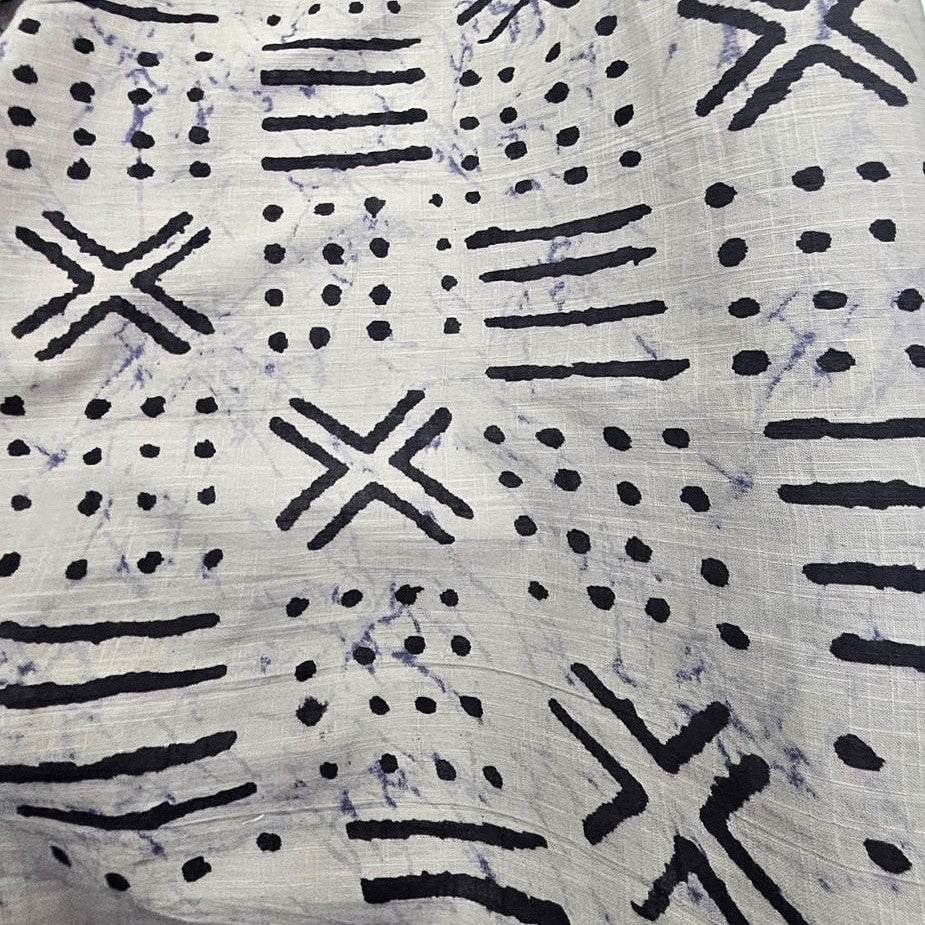 Grey Abstract Cotton Fabric, laid flat