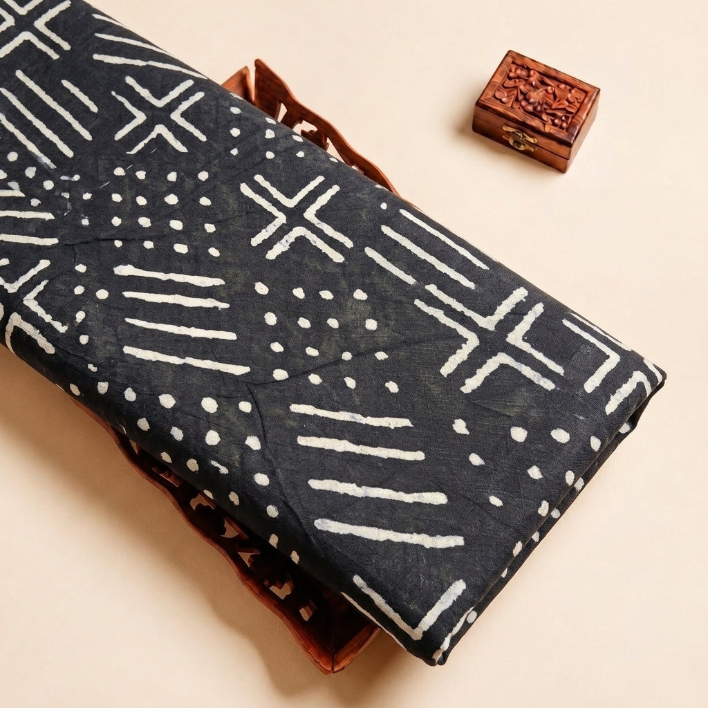 Black Abstract Cotton Fabric