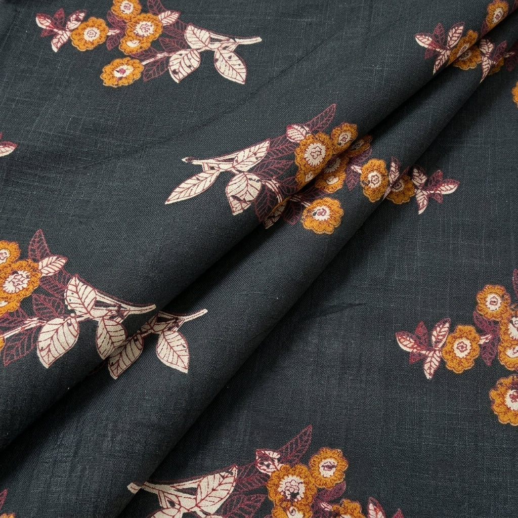 Folded Green Floral Cotton Fabric