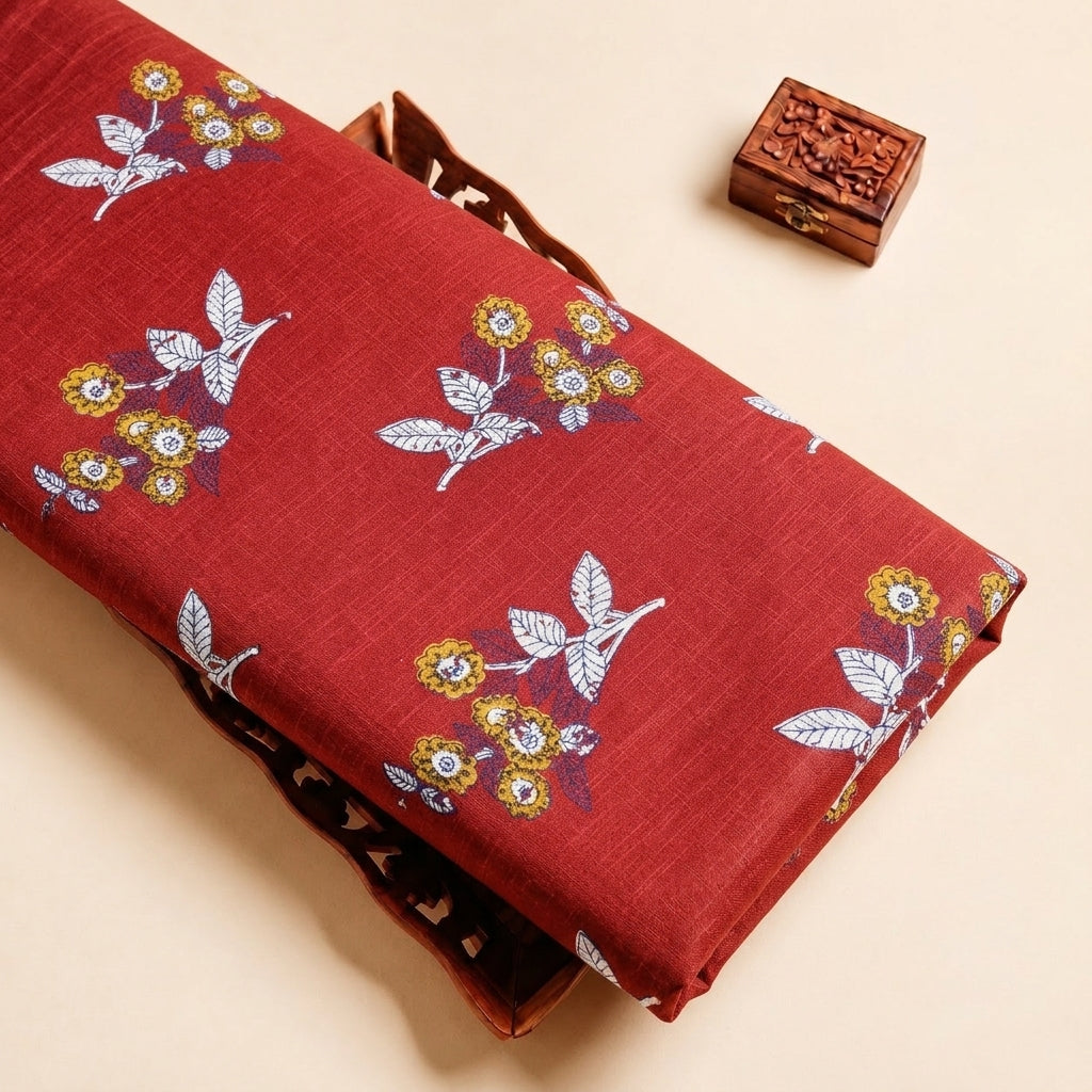 Red Floral Cotton Fabric