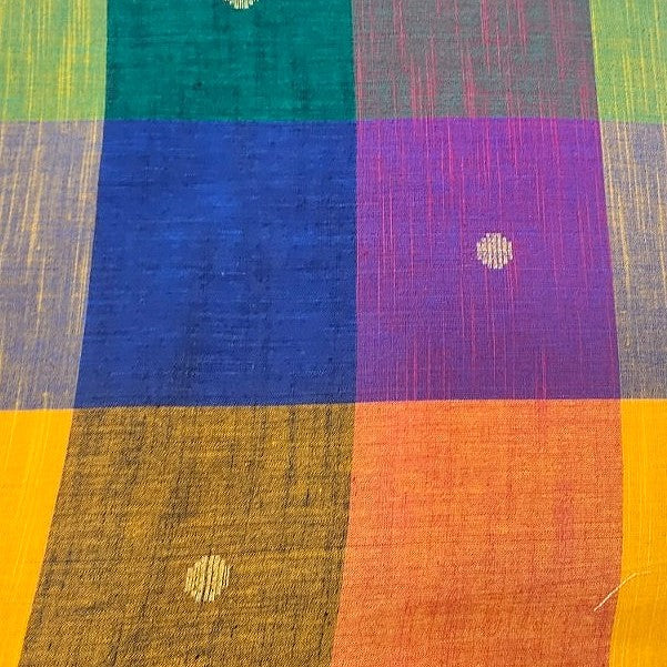 Multicolor Checked Cotton Fabric, laid flat