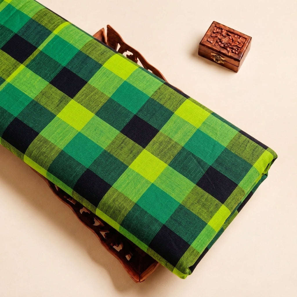 Green Checked Cotton Fabric