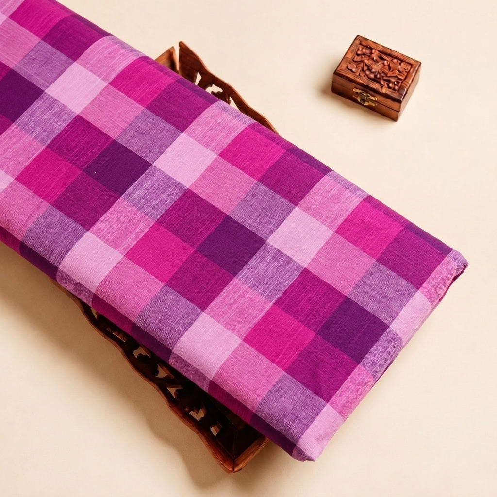 Pink Checked Cotton Fabric