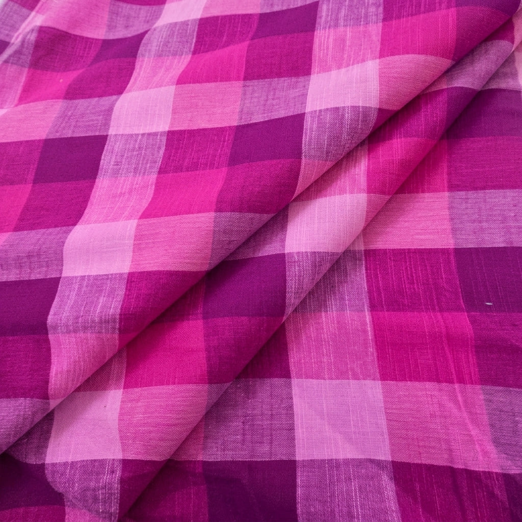 Folded Pink Checked Cotton Fabric