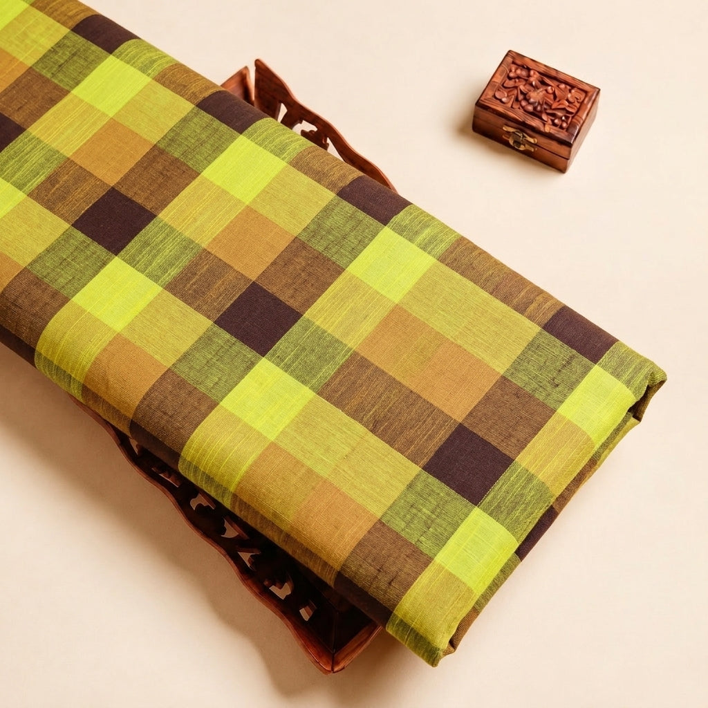 Yellow Checked Cotton Fabric