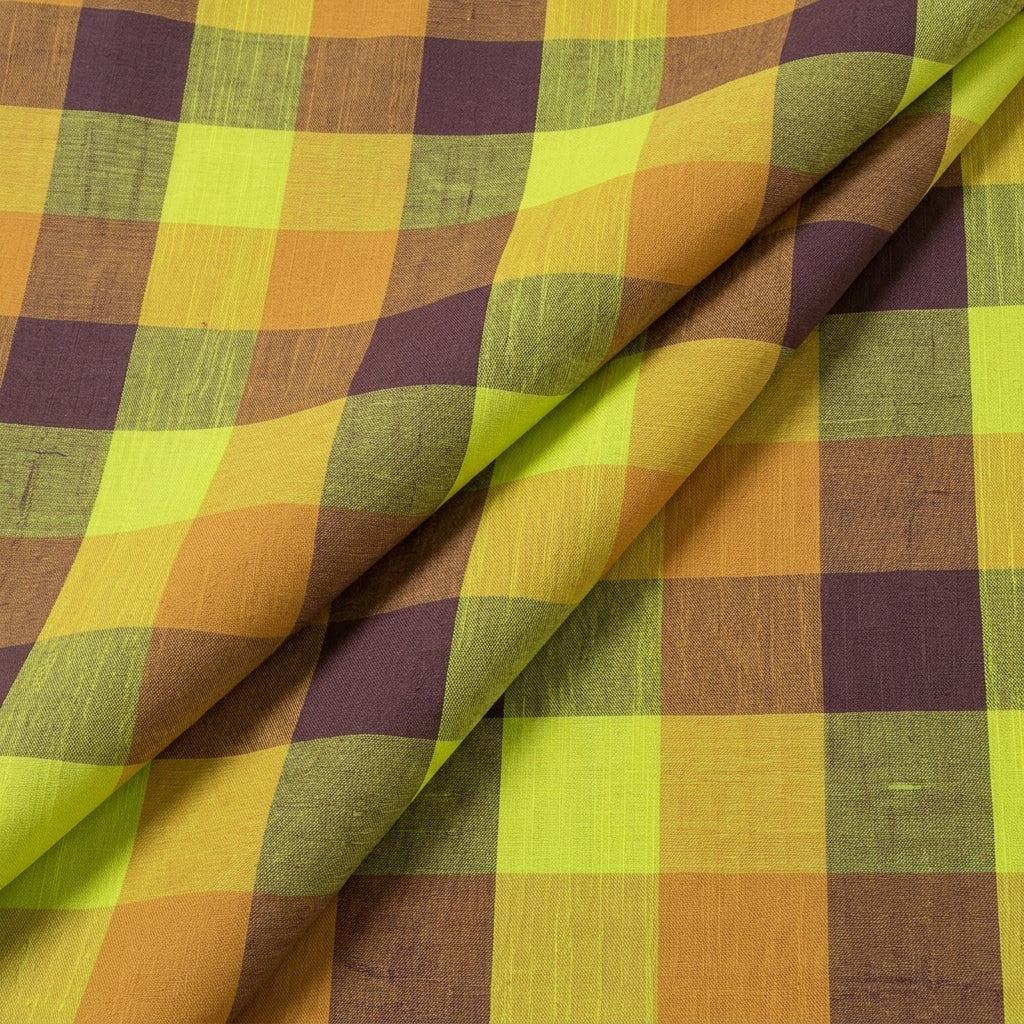 Folded Yellow Checked Cotton Fabric