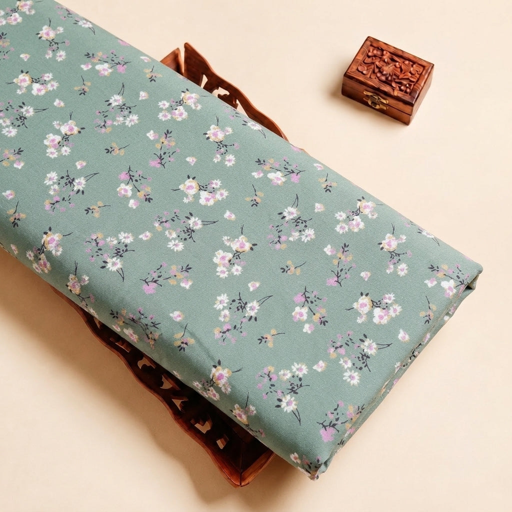 Green Floral Cotton Fabric