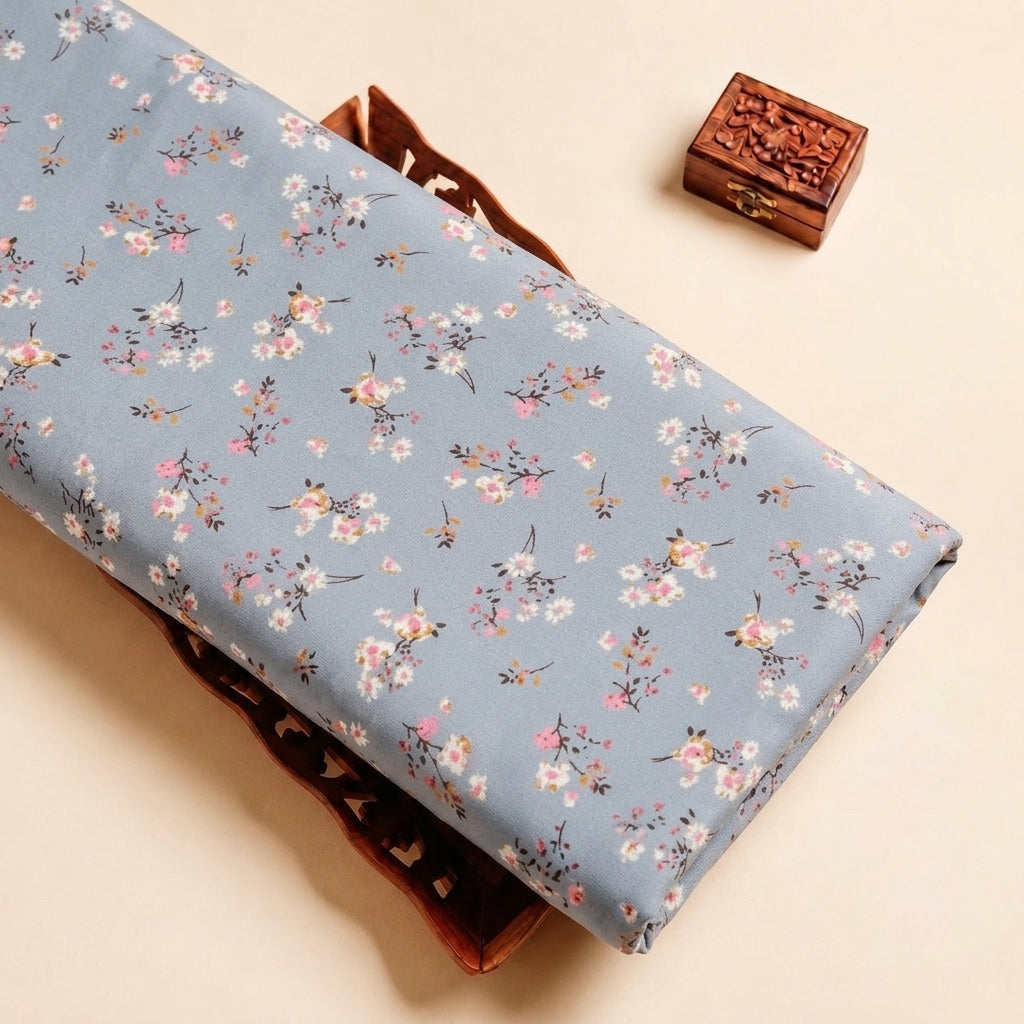 Light Blue Floral Cotton Fabric