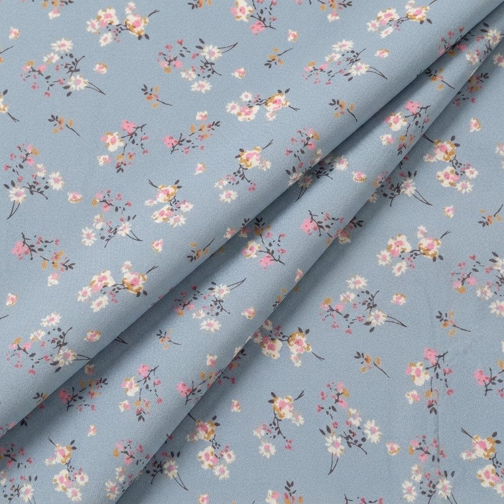 Folded Light Blue Floral Cotton Fabric