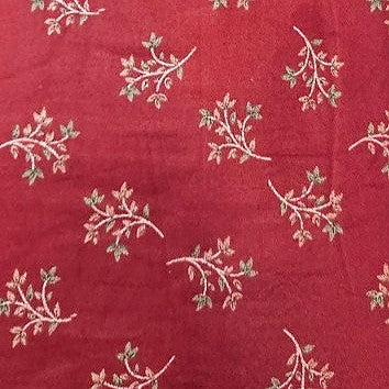 Maroon Floral Cotton Fabric, laid flat