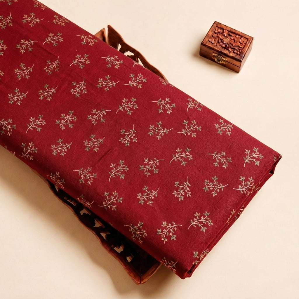 Maroon Floral Cotton Fabric