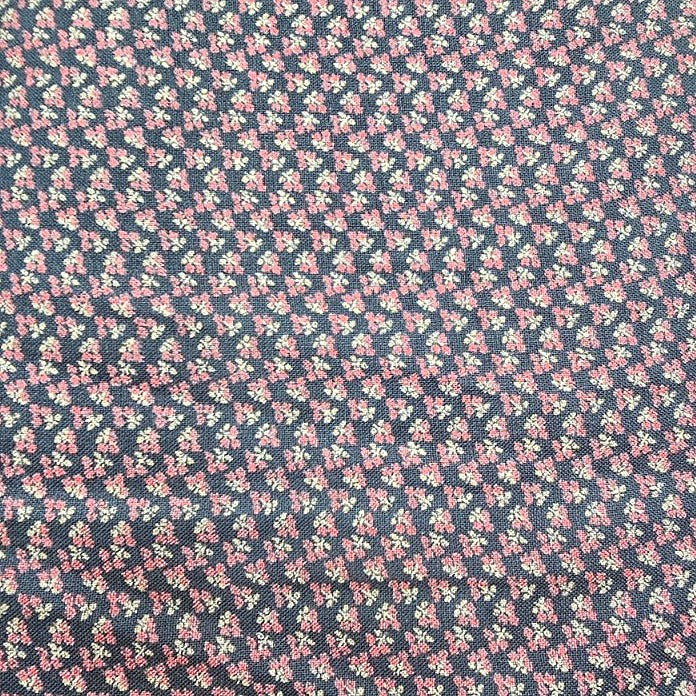 Black Floral Cotton Fabric, laid flat