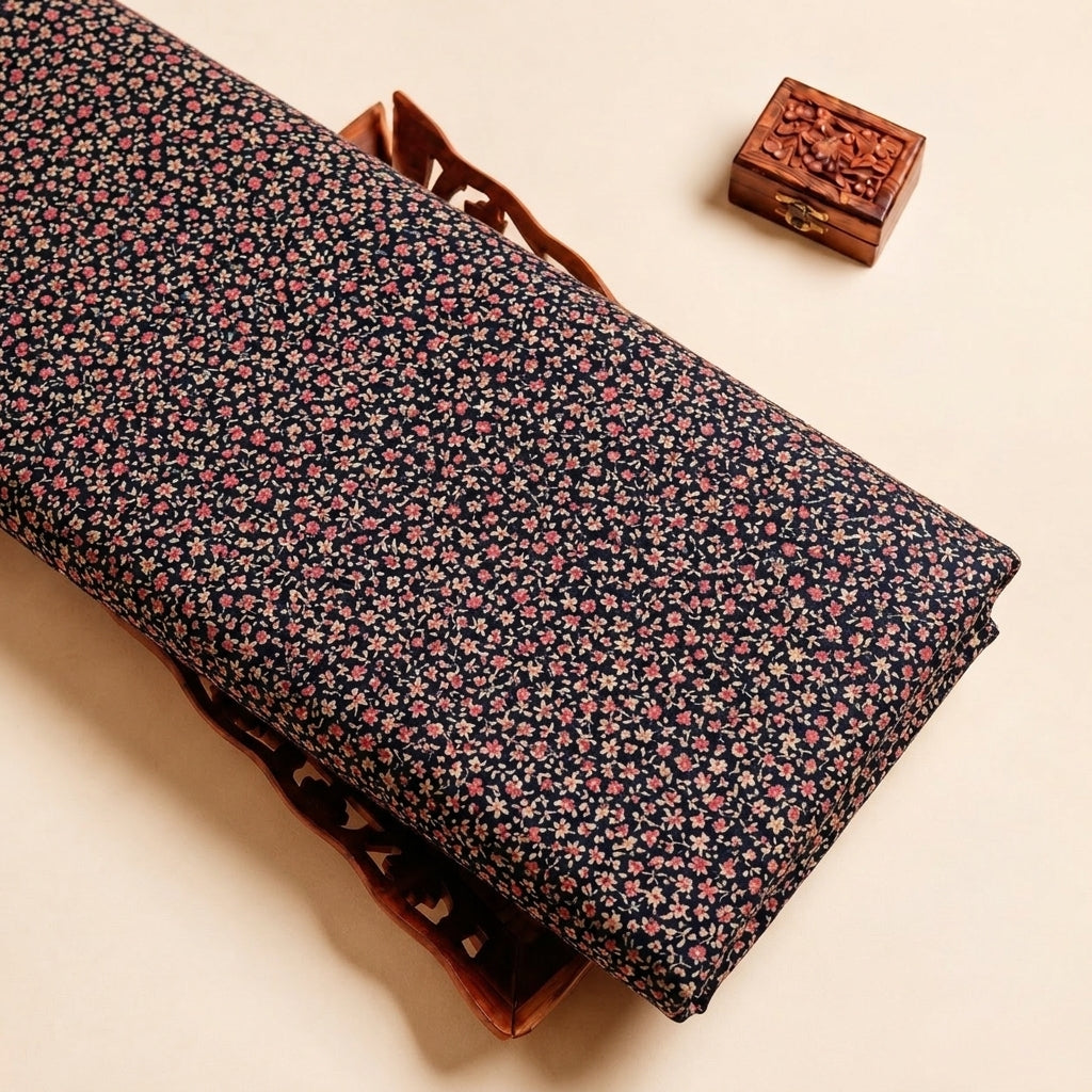 Black Floral Cotton Fabric