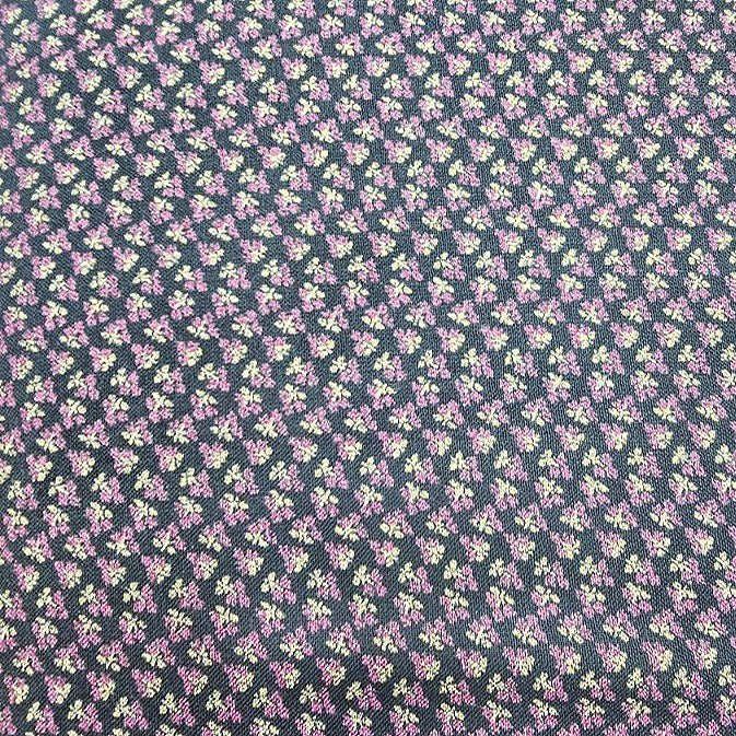 Black Floral Cotton Fabric, laid flat