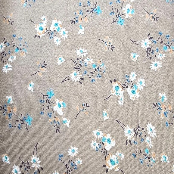 Brown Floral Cotton Fabric, laid flat
