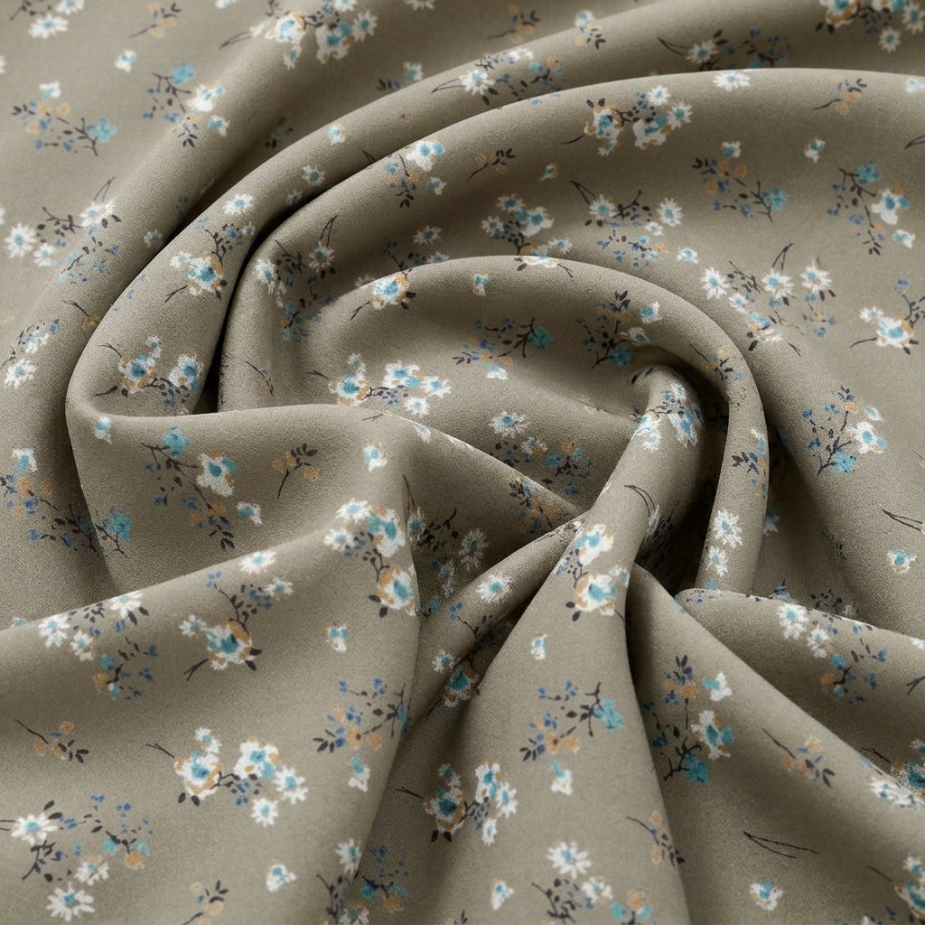 Swirled Brown Floral Cotton Fabric Showing Drape