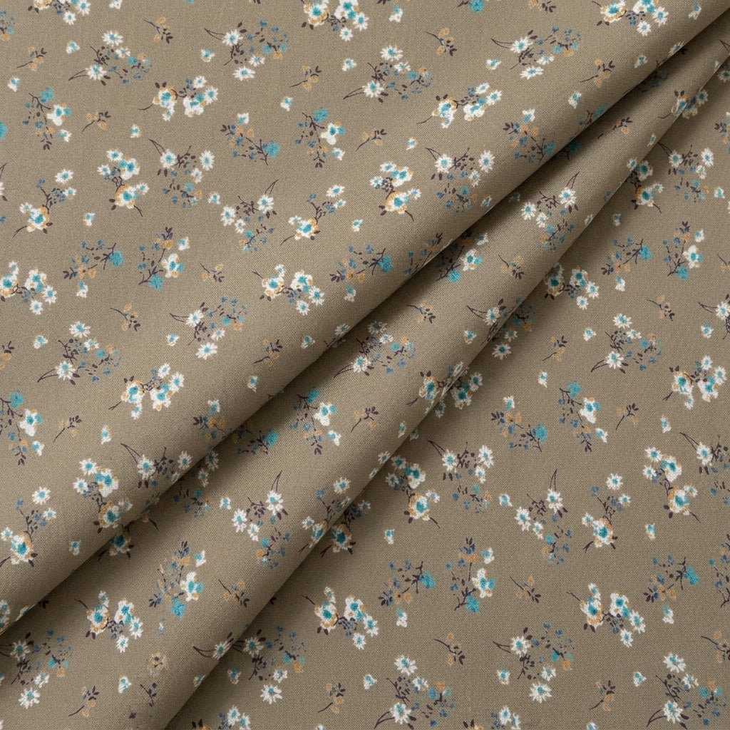 Folded Brown Floral Cotton Fabric