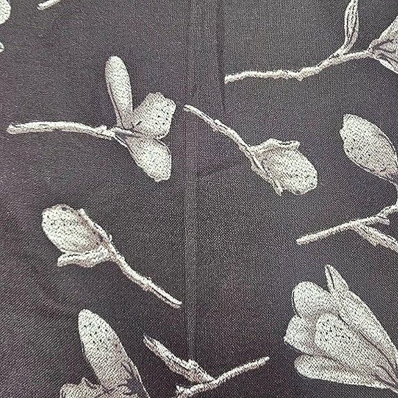 Brown Floral Cotton Fabric, laid flat