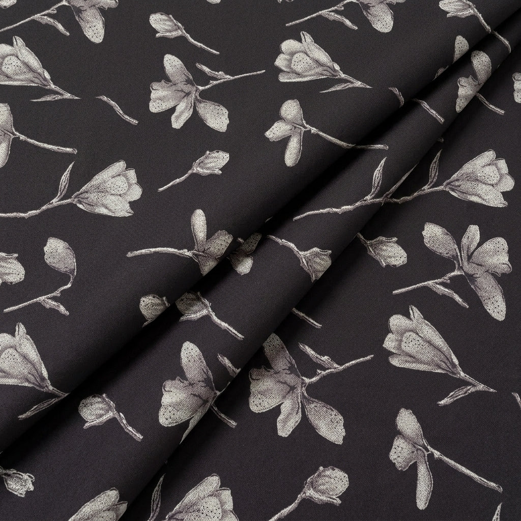 Folded Brown Floral Cotton Fabric