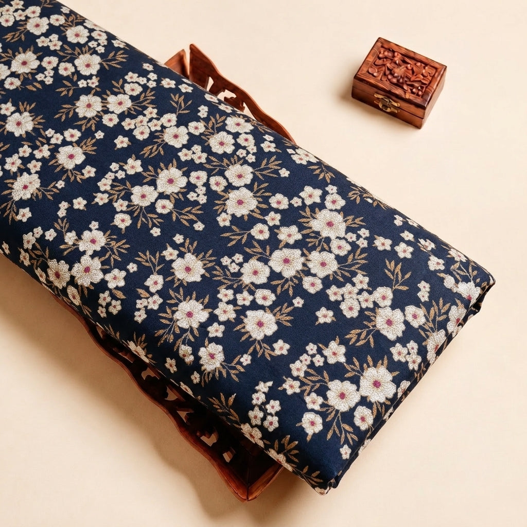 Blue Floral Cotton Fabric