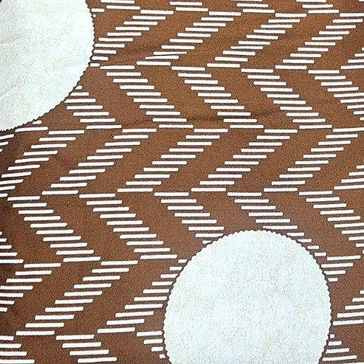 Brown Abstract Rayon Fabric, laid flat