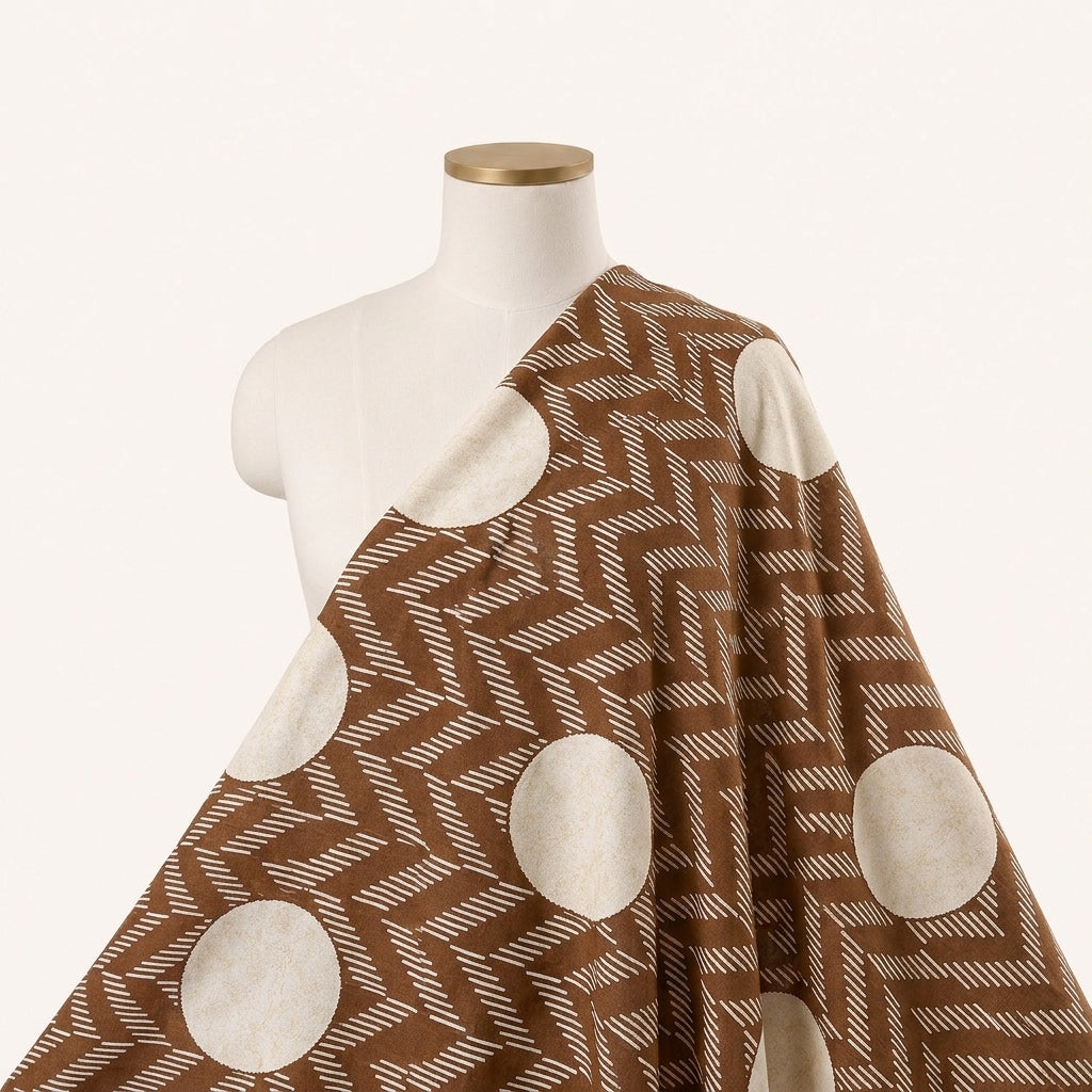Brown Abstract Rayon Fabric Draped as a saree
